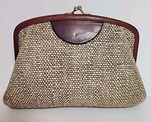 Retro Vtg 60s Suzanne Designs ETIENNE AIGNER Clutch Purse Tweed Leather Framed - Picture 1 of 14