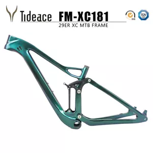 Telaio mountain bike sospensione completa carbonio verde camaleonte T800 BB92 OEM - Foto 1 di 11