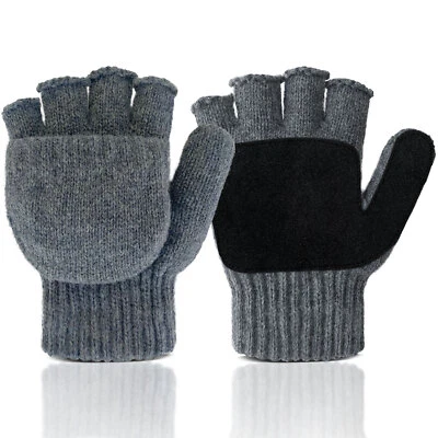 EvridWear Winter Convertible Fingerless Gloves, Wool Mittens Warm, Unisex Style - Image 1 of 4