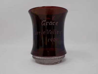 EAPG Ruby Stain Northwood Belladonna Tumbler Spooner C 1906 Grace Little Valley - Image 1 of 4