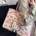 Hello Kitty Canvas Bags Pink Bow Large Capacity Shoulder Bag Women Handbags Tote