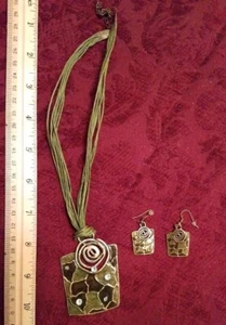 Kunsthandwerk Bronze Halskette und Ohrringe - Bild 1 von 5