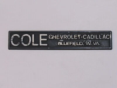 Vintage Cole Chevrolet Bluefield West Virginia Plastic Dealer Badge Emblem Tag - Image 1 of 2