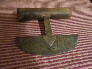 ANTIQUE CHOPPING TOOL--WOODEN HANDLE--SHARP STEEL BLADE - Picture 1 of 4