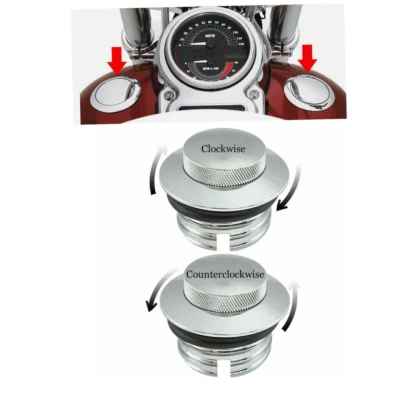 Chrome Left&Right Flush Mount Pop Up Vented Fuel Tank Gas Cap For Harley Touring - Image 1 of 4