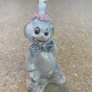 WHITE PORCELAIN CLOWN HAND PAINED 5” Tall - Picture 1 of 4