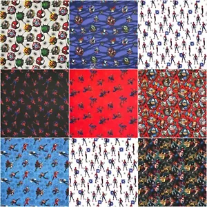 Marvel Cotton Fabric Avengers Hulk Spiderman Iron Man Comic Craft Patchwork - Picture 1 of 25