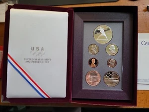 1992-S US Mint Prestige Proof Set Olympic Silver Dollar * COA 7 Coins - Picture 1 of 10