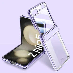 For Samsung Galaxy Z Flip5 Plating Hinge Protection Clear Case Screen Protector - Photo 1 sur 10