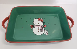 Hello Kitty Christmas Baking Dish Cake Casserole Green Snowman  2024 Sanrio - Picture 1 of 9