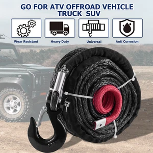 10mmX30m Synthetic Winch Rope Kit UV Proof Wear Resistant Cable Kit W/ Hook UK - Picture 1 of 5