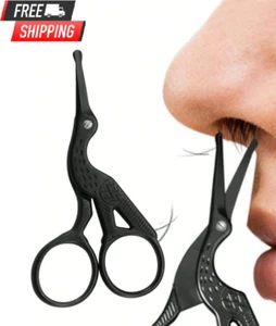 1pc Stainless Steel Safe Round Tip Nose Hair Scissors, Eyebrow & Ear Trimmer - Picture 1 of 8