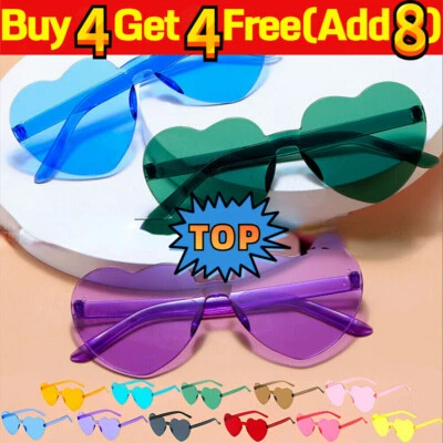 Women Teen Love Heart Shape Sunglasses Fun Dress Party Festival Summer Glasses - Image 1 of 4