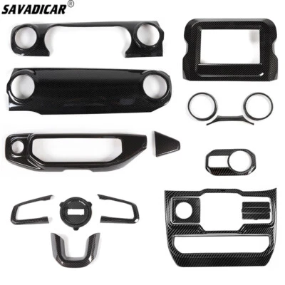 Carbon Fiber 16x Center Console Full set Trim Cover Kit For Jeep Wrangler JL 18+ - Image 1 of 4