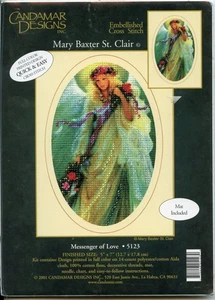 Messenger of Love (Angel) Small Embellished Cross Stitch Kit w Mat - Candamar - Imagen 1 de 3
