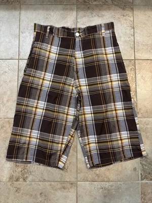 Pantalones Cortos Vintage Bugle Boy Para Hombre Talla 36 Marrón Tartán Cuadros Años 90 Y2K Bolsillos Foto 1 de 4