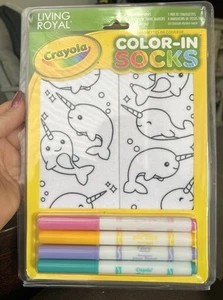 Crayola Kids Color-In Coloring Socks Narwhal One Size - Picture 1 of 5