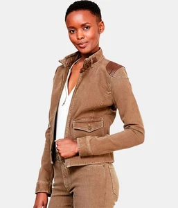 NEU RALPH LAUREN Damen Braun Denim Jeanjacke mit Lederbesaz 38 M €196 - Bild 1 von 8