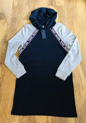 Новый с Ярлыками Tommy Hilfiger темно-синий серый толстовка с капюшоном платье с длинным рукавом логотип повседневный женщин S - Изображение 1 из 4