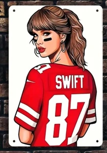 Taylor Swift Travis Kelce Kansas City Chiefs 87 Trikot Blechschild Wandbild 20x30 - Bild 1 von 3