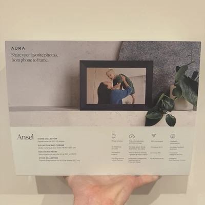 Aura Ansel Digital Photo Frame (10.1” HD Display, Wi-Fi) – Basalt Stone - Image 1 of 3