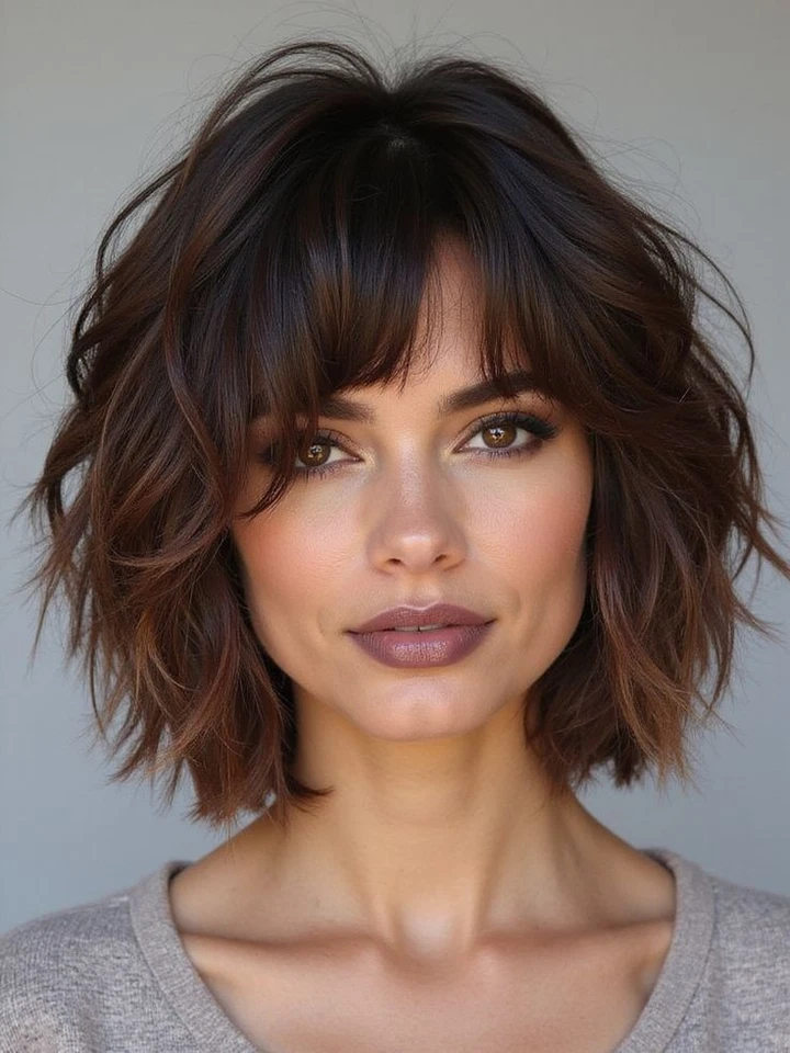 Peruca Ombre Auburn marrom Bob com franjas 100% cabelo humano onda renda frente perucas 8" - Imagem 1 de 4