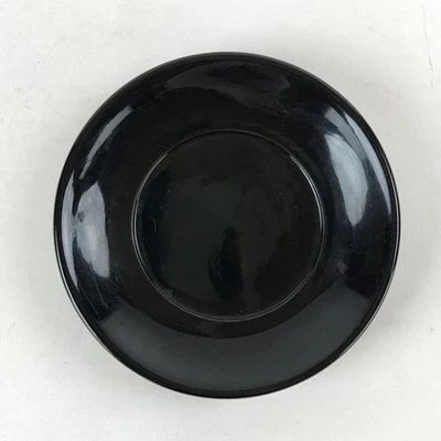 Japanese Lacquered Wooden Small Plate Kozara Vtg Chataku Saucer Round Black L61 - Image 1 of 4