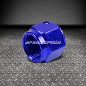 BLUE ANODIZED ALUMINUM 6-AN AN6 3/8"ADAPTER FEMALE FLARE CAP/PLUG/NUT FITTING - Picture 1 of 2