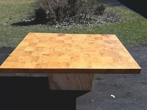 Roche Bobois olive,elm burl,marble base,patchwork dining table - Picture 1 of 24