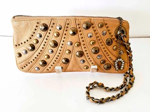 Betsey Johnson Leather Brass Studded Wristlet - Picture 1 of 4