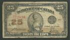 Canada 25 Cents 1923 Pick #11B Shinplaster Fractional Currency World Paper Money