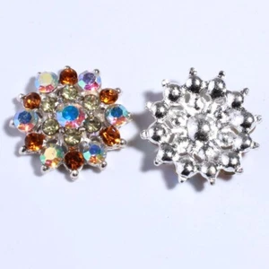 15PCS 20MM Rhinestone Silver Crystal Metal Alloy Buttons For Wedding Invitation - Picture 1 of 2