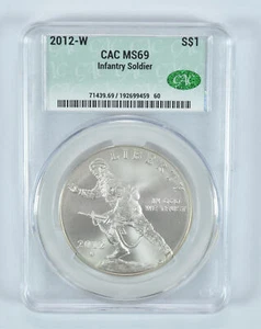 2012-W Infantry Soldier Commemorative Silver Dollar MS69 CAC - Picture 1 of 5