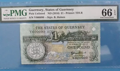 2016 Guernsey 1 Pound PMG66 EPQ GEM UNC  "Low No. 90" - Image 1 of 3