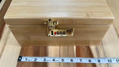 Large Bamboo Storage Box with Combination Lock Decorative Box - Image 1 of 4