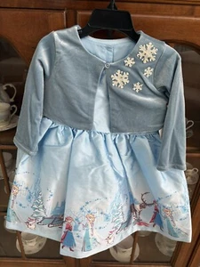 Pippa & Julie Girls Disney Frozen 2 piece Dress/Jacket Set NWT lt blue size 5 - Picture 1 of 14