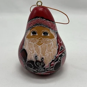 Weihnachtsmann Volkskunst Kürbis Weihnachtsschmuck Handarbeit bemalt peruanisch Peru - Bild 1 von 15