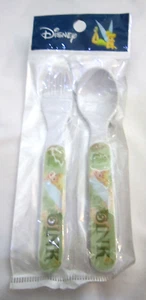Disney Tinkerbell Flatware 1 fork and 1 spoon-Both are White&Green-Brand New! - Picture 1 of 1