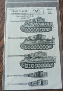 1/35 Third Group 35-019 Decal Tiger I #4 Early & Mid sPzAbt 507 - Picture 1 of 2