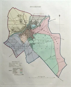 STOCKPORT, MANCHESTER, Reino Unido, Plan de calle, Dawson mapa antiguo original 1832 - Imagen 1 de 3