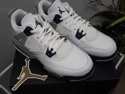 M3/W4.5 Nike Air Jordan 4 Retro White Midnight Navy 3Y IN HAND ~ GREAT GIFT!!! - Image 1 of 4