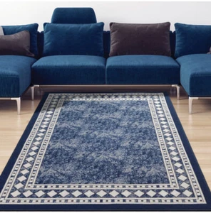 Alfombras Bordered Modern Non-Slip Low Pile Rubber Backing Indoor Area Rugs - Picture 1 of 85