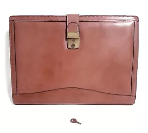 Vintage Leather Clutch Briefcase/Documents Case, Pinkish-Brown, Lockable - Picture 1 of 11
