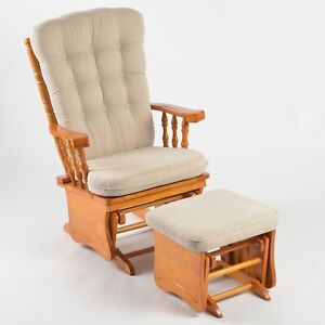 High Class Rubber Wood Glider Chair for Nursery+swing ottoman+cushions Rocking