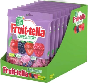 Fruittella Berries & Cherry x12 Vegan Soft Chew Sweets with Natural Flavours - Picture 1 of 8