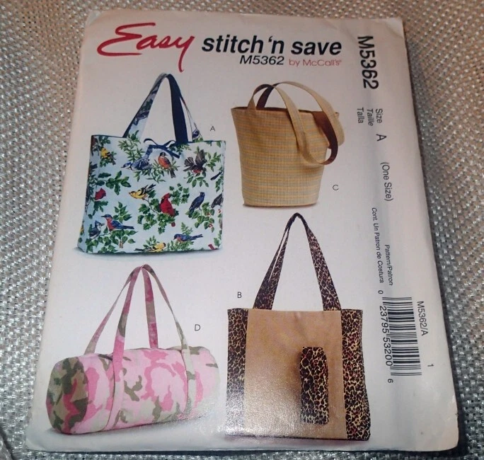 MCCALLS STITCH 'N SAVE PATTERN 5362 ~ BAGS / TOTES *UNCUT - Image 1 of 1