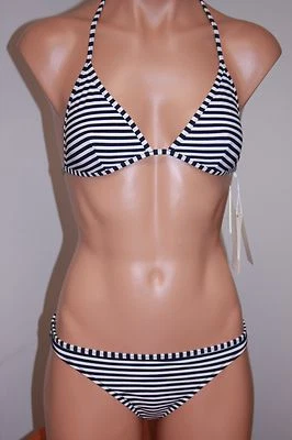 NUEVO CON ETIQUETAS TORY BURCH Traje de baño Bikini Conjunto de 2 piezas Talla XS Clemente Azul Marino Rayas Foto 1 de 4