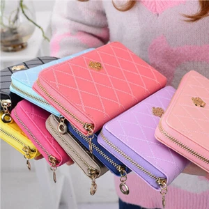 Mujeres Dama Cuero Cremallera Billetera Cartera Larga Bolso de Mano Bolso para Tarjeta de Crédito - Imagen 1 de 30