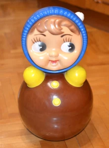 16in Huge Vintage USSR Kids Plastic Celluloid Doll Roly Poly Toy Nevalyashka - Picture 1 of 13