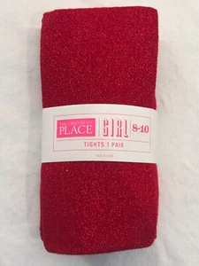 THE CHILDRENS PLACE GIRL TIGHTS SZ 8-10y  RED GLITTER PATTERN NWT FREE SHIPPING - Picture 1 of 2